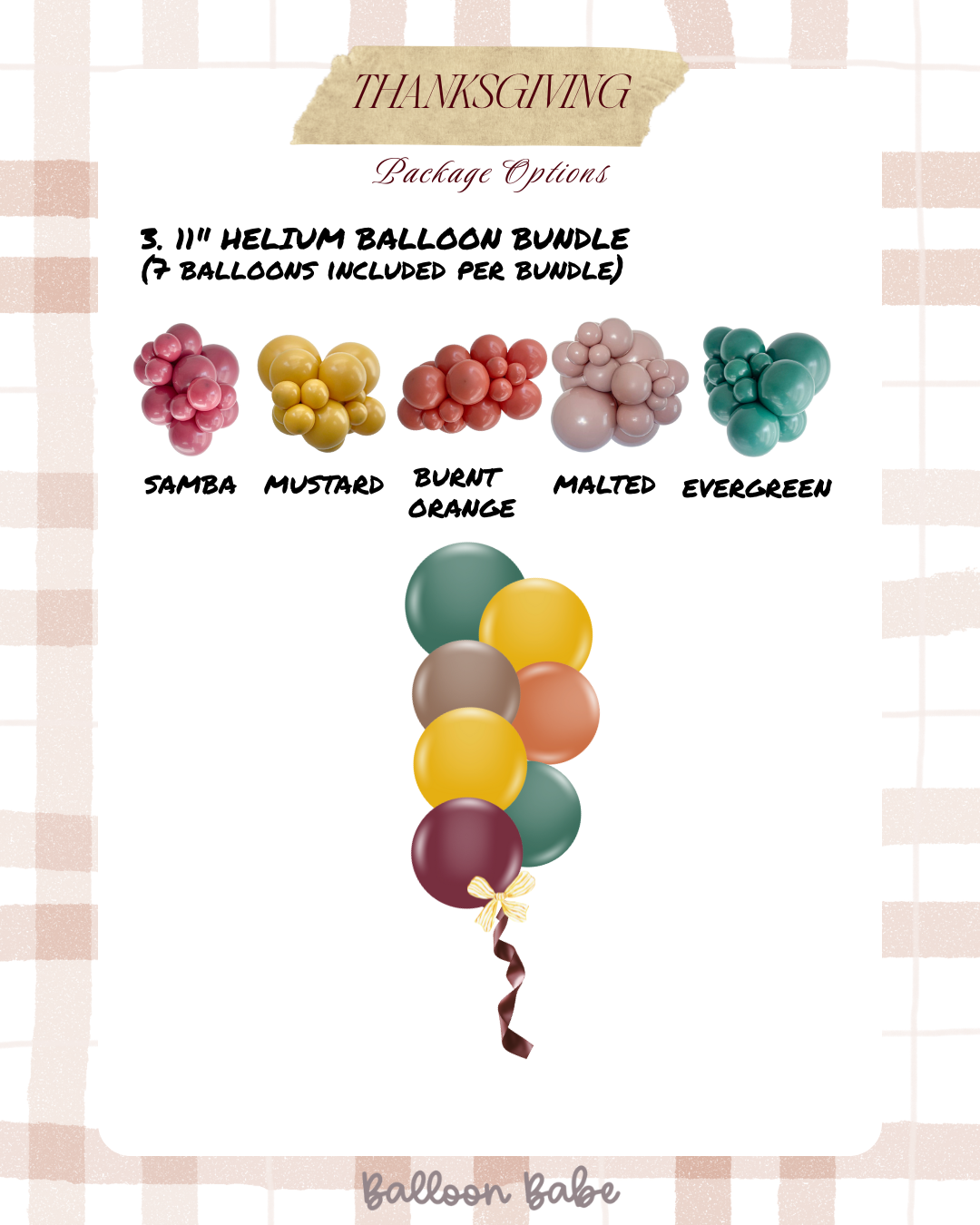 THANKSGIVING 11" HELIUM BALLOON BUNDLE